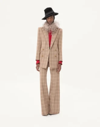 Blazer en laine à double boutonnage et motif à carreaux