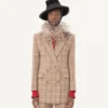 Blazer en laine à double boutonnage et motif à carreaux Blazer en laine à double boutonnage et motif à carreaux