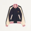 Blouson aviateur en laine et coton avec logo V et patch Le Chat De La Maison Blouson aviateur en laine et coton avec logo V et patch Le Chat De La Maison