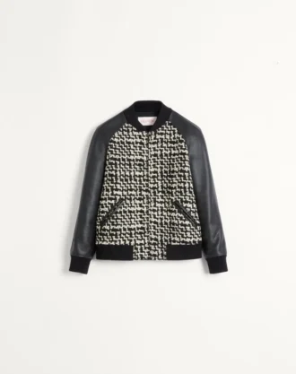 Blouson aviateur en tweed de laine avec patch Chez Valentino