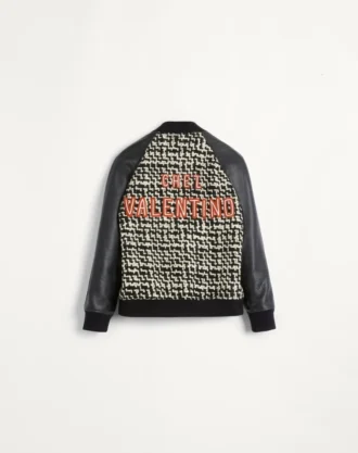 Blouson aviateur en tweed de laine avec patch Chez Valentino