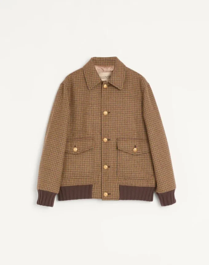 Blouson bomber en laine Valentino à motif pied-de-poule Blouson bomber en laine Valentino à motif pied-de-poule