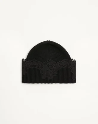 Bonnet VLogo Signature en cachemire et dentelle
