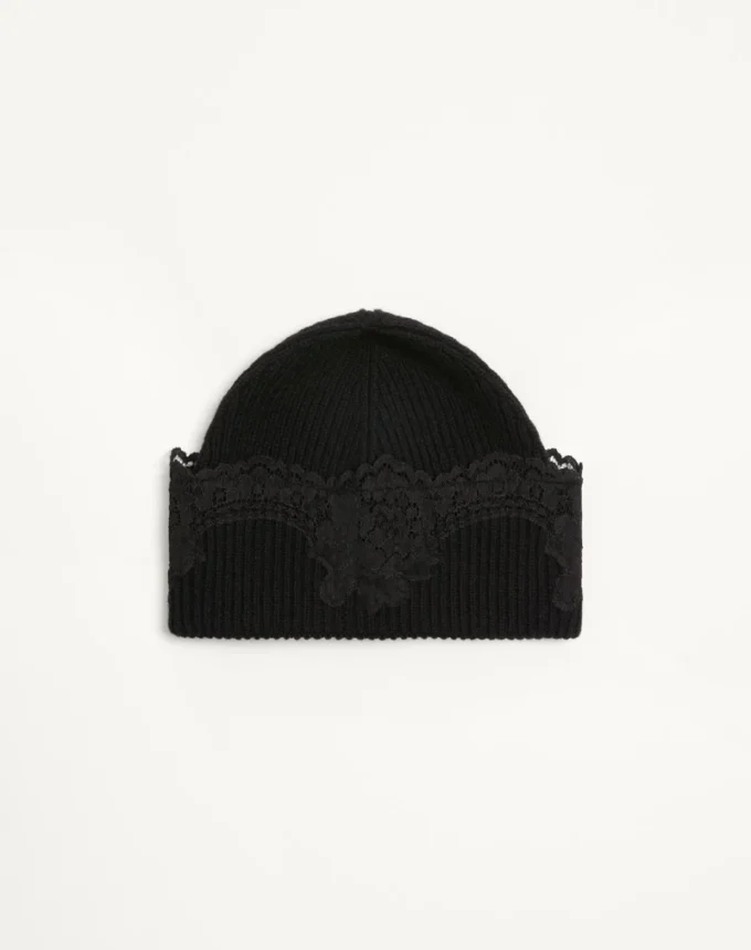 Bonnet VLogo Signature en cachemire et dentelle