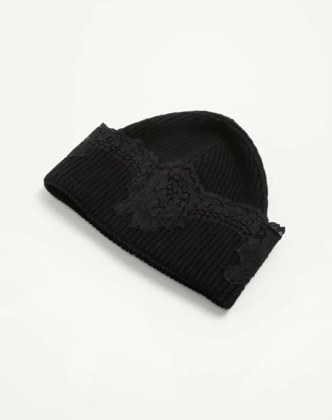 Bonnet VLogo Signature en cachemire et dentelle