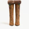 Botte Hotty en cuir de veau effet poney avec broderies florales et fourrure 100 mm Botte Hotty en cuir de veau effet poney avec broderies florales et fourrure 100 mm