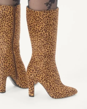 Bottes Hotty en cuir de veau effet poney 100 mm