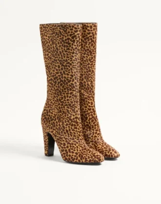 Bottes Hotty en cuir de veau effet poney 100 mm