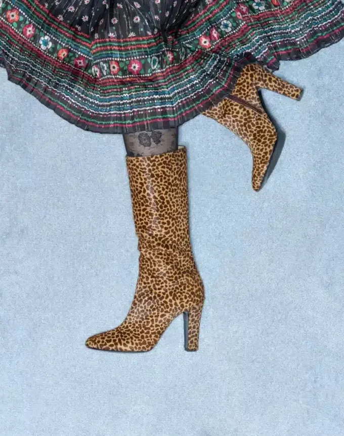 Bottes Hotty en cuir de veau effet poney 100 mm Bottes Hotty en cuir de veau effet poney 100 mm