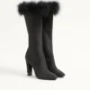 Bottes Hotty en tissu shantung avec plumes 100 mm Bottes Hotty en tissu shantung avec plumes 100 mm