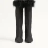 Bottes Hotty en tissu shantung avec plumes 100 mm Bottes Hotty en tissu shantung avec plumes 100 mm