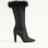 Bottes Hotty en tissu shantung avec plumes 100 mm Bottes Hotty en tissu shantung avec plumes 100 mm