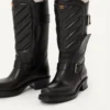 Bottes motardes Rayons en cuir de veau et cuir nappa avec motif chevron 40 mm Bottes motardes Rayons en cuir de veau et cuir nappa avec motif chevron 40 mm