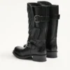Bottes motardes Rayons en cuir de veau et cuir nappa avec motif chevron 40 mm Bottes motardes Rayons en cuir de veau et cuir nappa avec motif chevron 40 mm