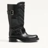Bottes motardes Rayons en cuir de veau et cuir nappa avec motif chevron 40 mm Bottes motardes Rayons en cuir de veau et cuir nappa avec motif chevron 40 mm