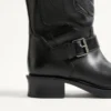 Bottes motardes Rayons en cuir de veau et cuir nappa avec motif chevron 40 mm Bottes motardes Rayons en cuir de veau et cuir nappa avec motif chevron 40 mm