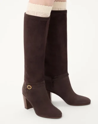 Bottes Pattie en cuir croûte 75 mm