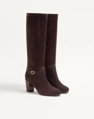 Bottes Pattie en cuir croûte 75 mm