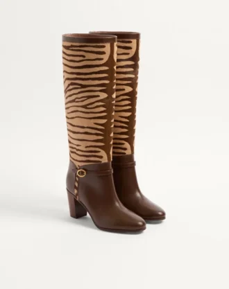Bottes Pattie en cuir de veau effet poney 75 mm
