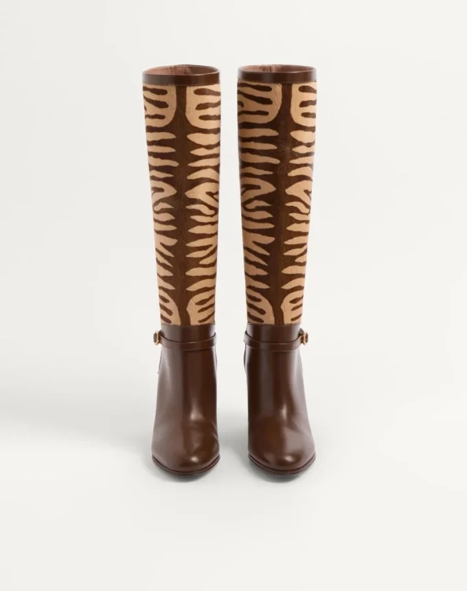 Bottes Pattie en cuir de veau effet poney 75 mm Bottes Pattie en cuir de veau effet poney 75 mm