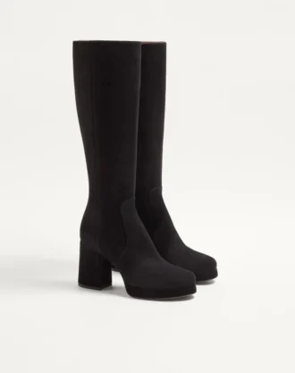 Bottes à plateforme Fawcette en cuir croûte 90 mm
