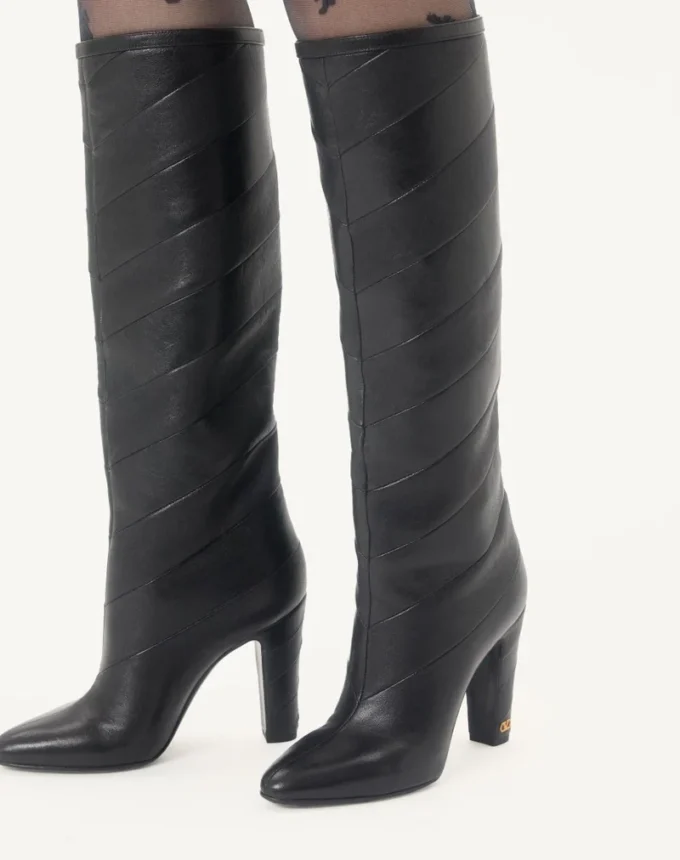 Bottes Rayons Nappa à motif chevron 100 mm Bottes Rayons Nappa à motif chevron 100 mm