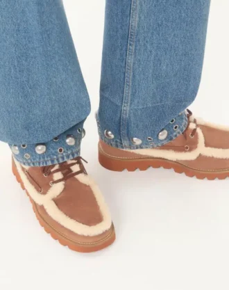 Bottines Palm Avenue en cuir croûte et laine