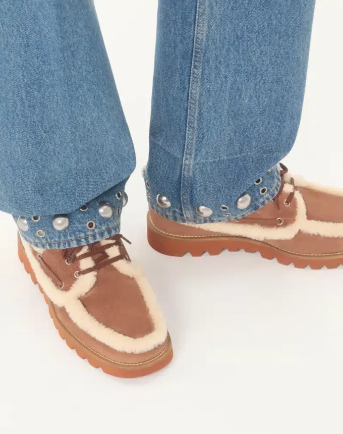 Bottines Palm Avenue en cuir croûte et laine