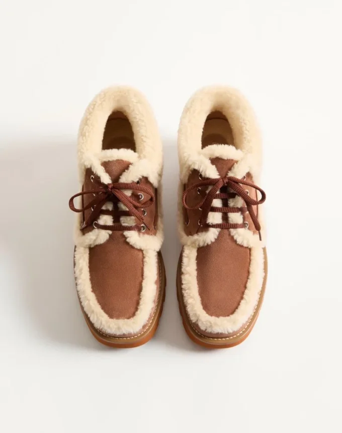 Bottines Palm Avenue en cuir croûte et laine