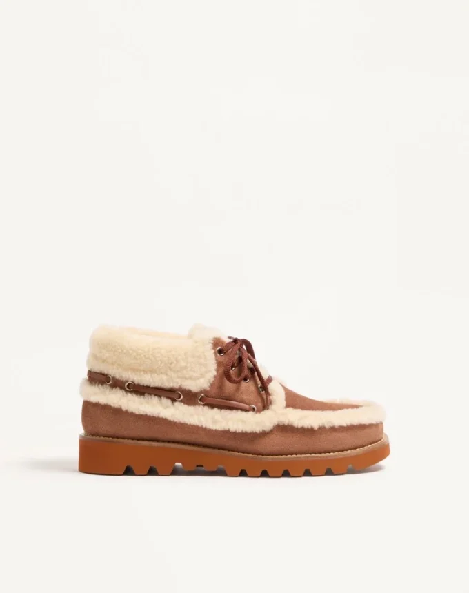 Bottines Palm Avenue en cuir croûte et laine