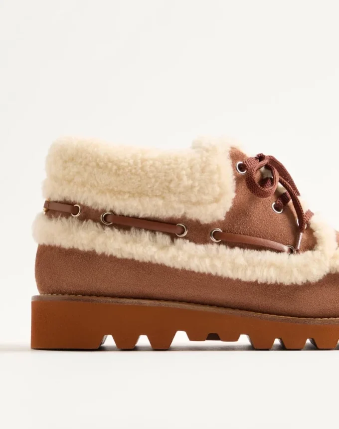 Bottines Palm Avenue en cuir croûte et laine