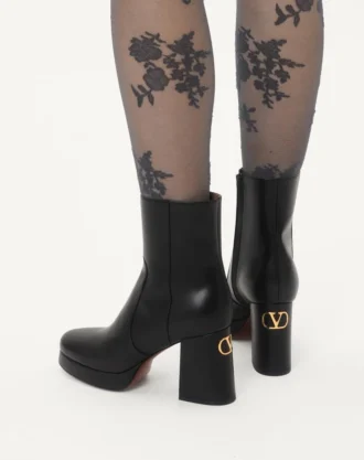 Bottines à plateforme Fawcette en cuir de veau 90 mm