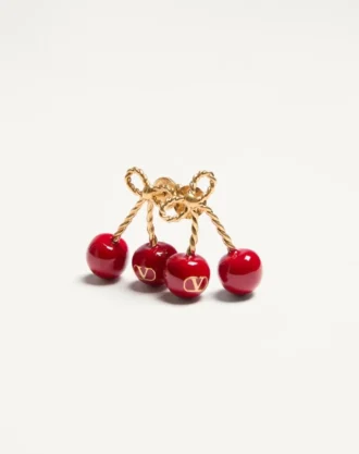 Boucles d&rsquo;oreilles Cherryfic en métal et émail