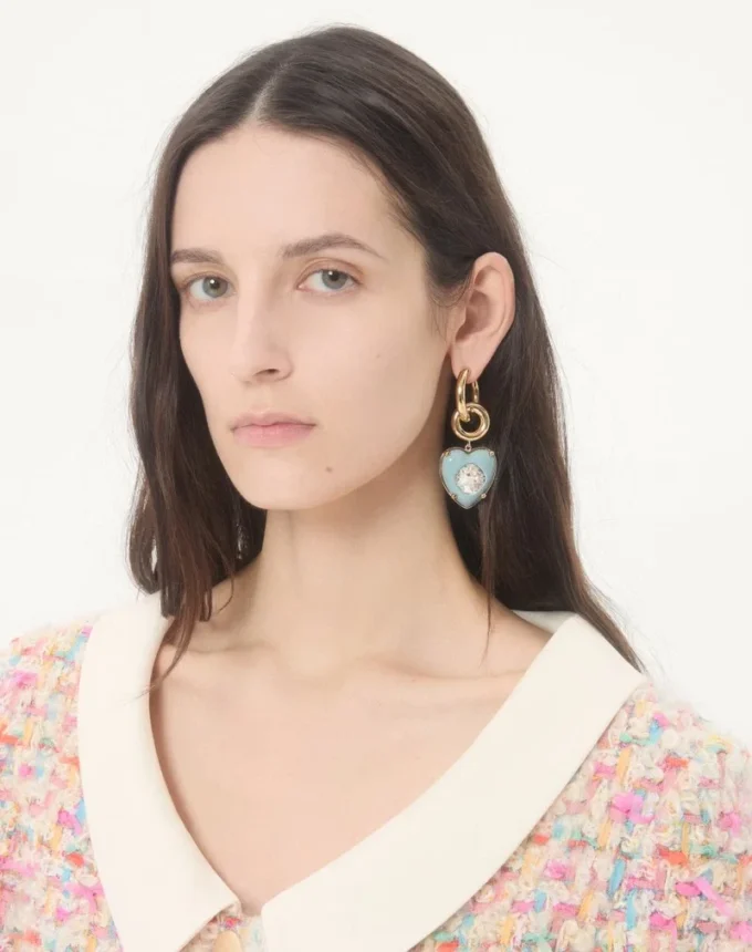 Boucles d&rsquo;oreilles Coeur Hyperbole en métal, résine et cristaux Swarovski®