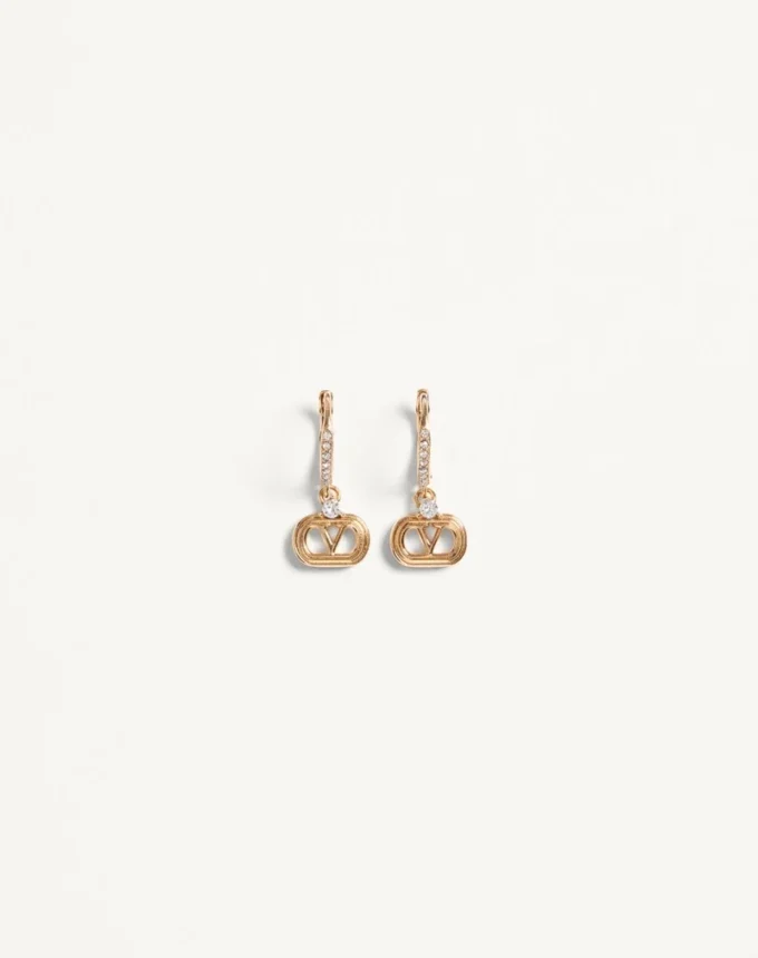 Boucles d&rsquo;oreilles ovales en métal avec cristaux Swarovski®
