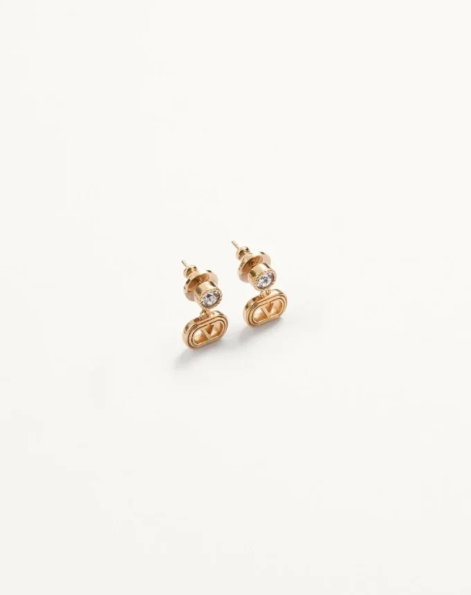 Boucles d&rsquo;oreilles ovales en métal avec cristaux Swarovski®