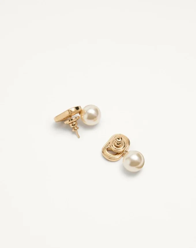 Boucles d&rsquo;oreilles ovales en métal avec perles Swarovski®