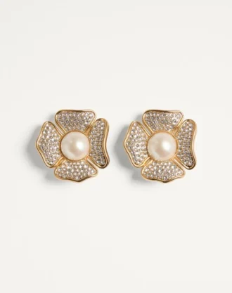 Boucles d&rsquo;oreilles San Fin en métal avec cristaux Swarovski® et perles