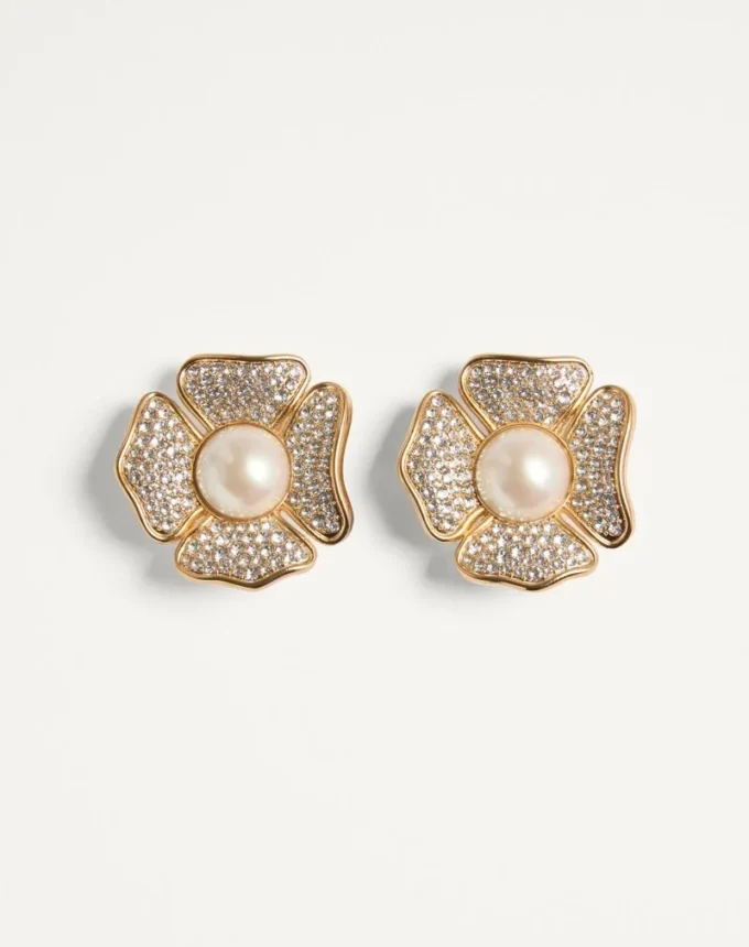 Boucles d&rsquo;oreilles San Fin en métal avec cristaux Swarovski® et perles