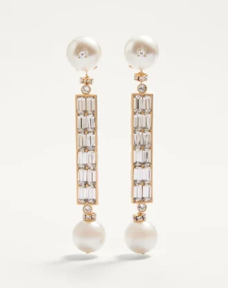 Boucles d&rsquo;oreilles San Fin en métal avec cristaux Swarovski® et perles