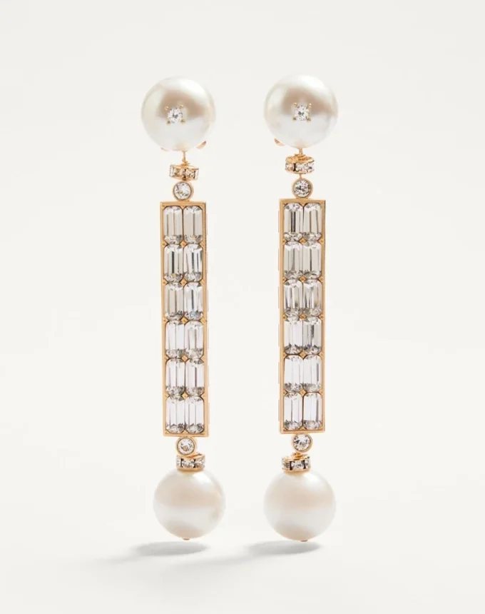 Boucles d’oreilles San Fin en métal avec cristaux Swarovski® et perles Boucles d’oreilles San Fin en métal avec cristaux Swarovski® et perles