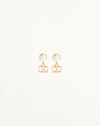 Boucles d&rsquo;oreilles Vlogo Signature en métal et perles