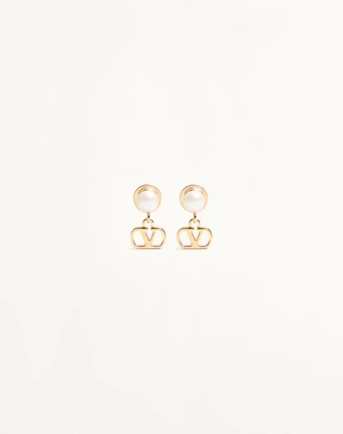 Boucles d&rsquo;oreilles Vlogo Signature en métal et perles