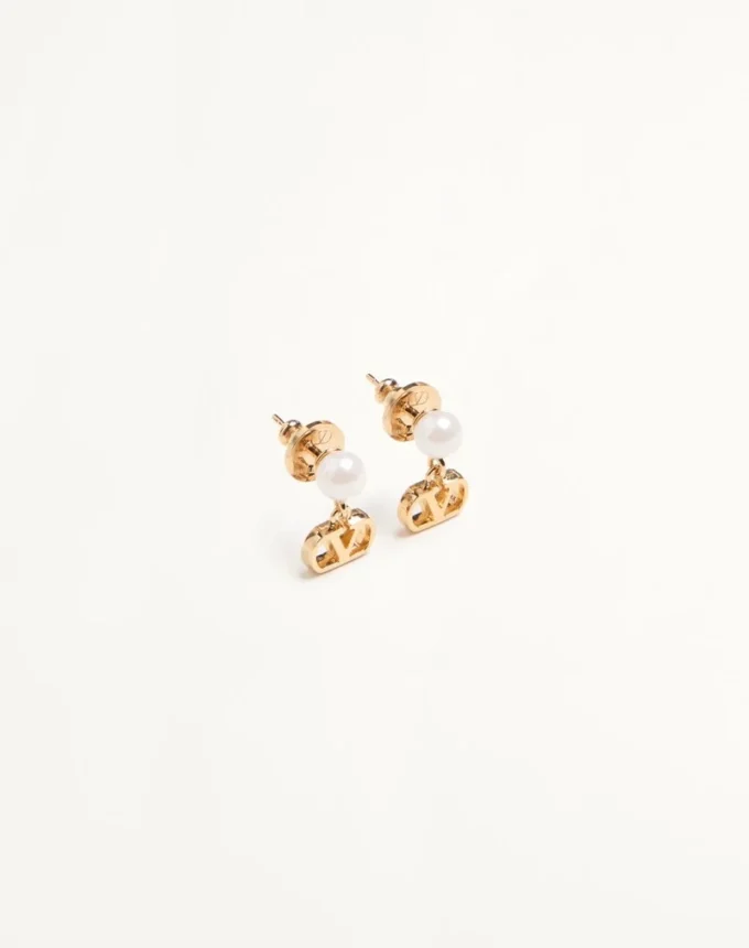 Boucles d&rsquo;oreilles Vlogo Signature en métal et perles