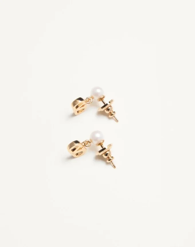 Boucles d&rsquo;oreilles Vlogo Signature en métal et perles