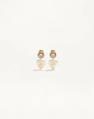 Boucles d&rsquo;oreilles VLogo Signature en métal, émail, perles et cristaux