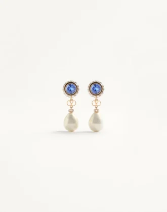 Boucles d’oreilles Vlogo Signature en métal, émail, perles et cristaux Boucles d’oreilles Vlogo Signature en métal, émail, perles et cristaux