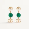 Boucles d’oreilles Vlogo Signature en métal, perle et verre moleté Boucles d’oreilles Vlogo Signature en métal, perle et verre moleté
