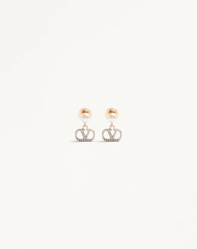 Boucles d’oreilles Vlogo Signature en métal, perles et cristaux Swarovski® Boucles d’oreilles Vlogo Signature en métal, perles et cristaux Swarovski®
