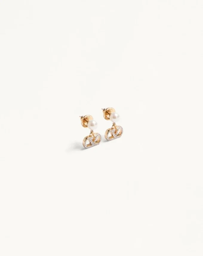 Boucles d’oreilles Vlogo Signature en métal, perles et cristaux Swarovski® Boucles d’oreilles Vlogo Signature en métal, perles et cristaux Swarovski®